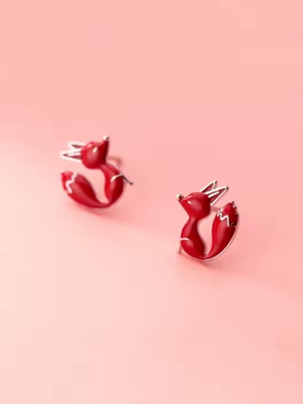 Red Fox Stud Earrings - Picture 4 of 7